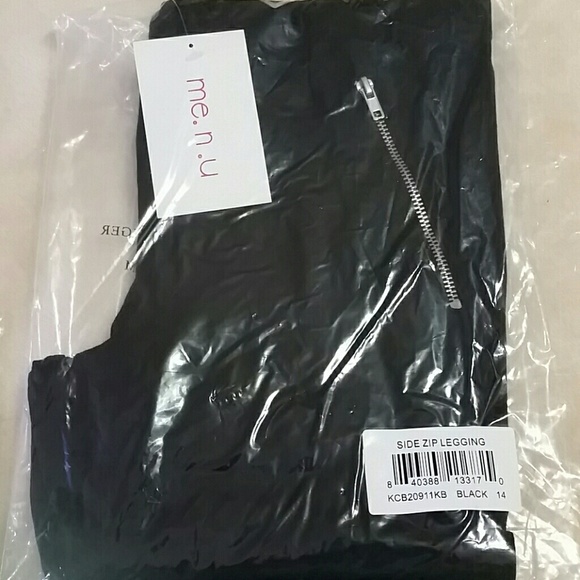 M.E.N.U black side zip leggings size 14 NWT - Picture 3 of 3
